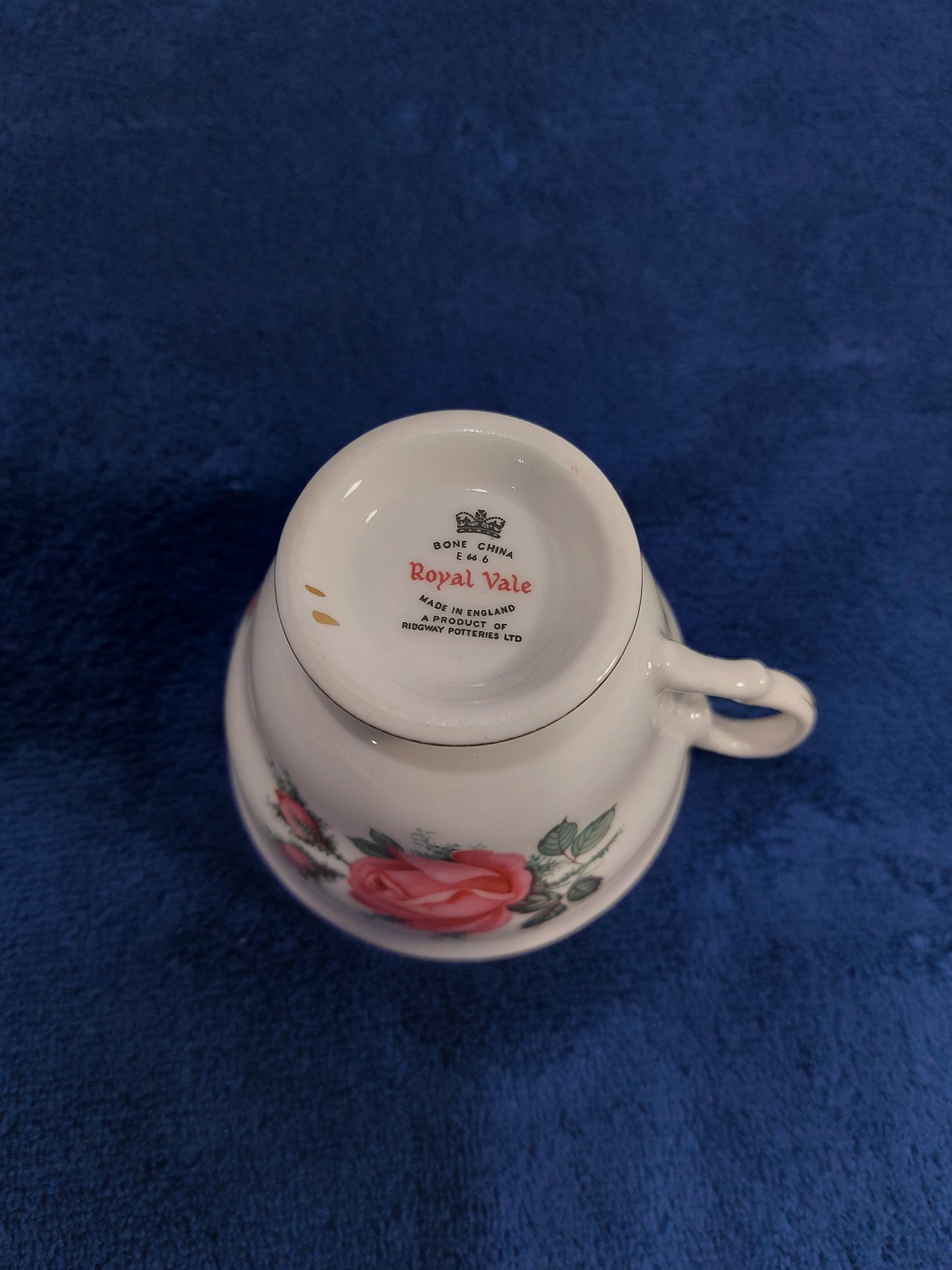 RV001-1 Royal Vale Bone China Teacup and Saucer with Pink Rose Design