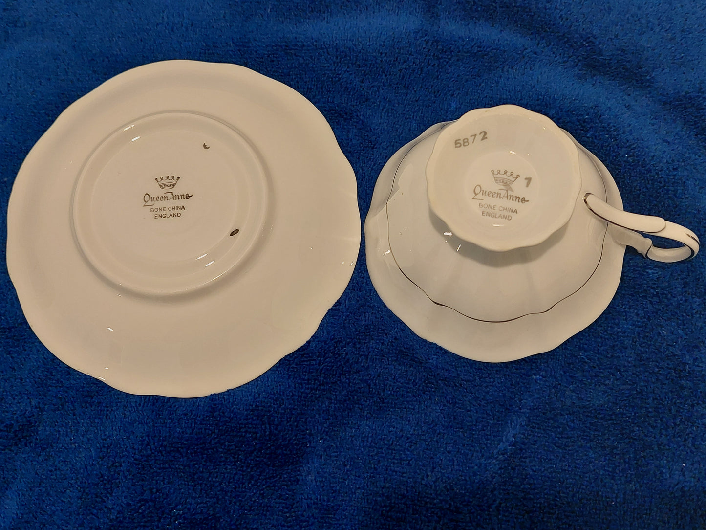 QA002-Queen  Anne Bone China "Wedding Anniversary" Teacup and Saucer