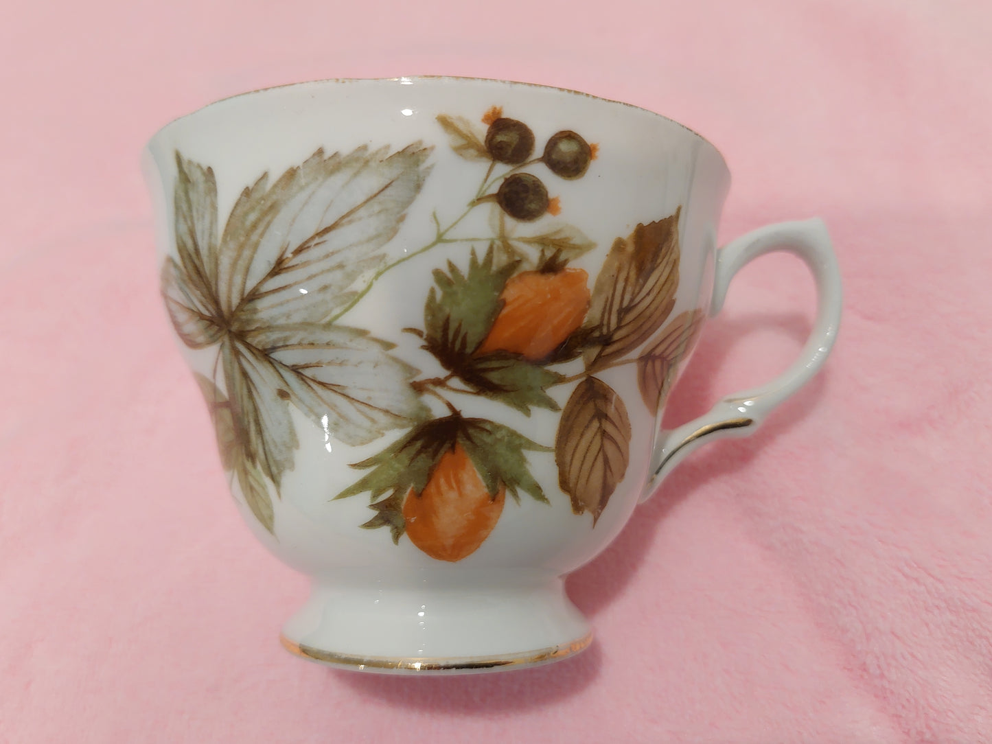 QA005 – Queen Anne Bone China “Fall Design” Teacup and Saucer