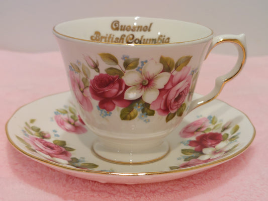 QA010 – Queen Anne Bone China “Quesnel British Columbia” Teacup and Saucer