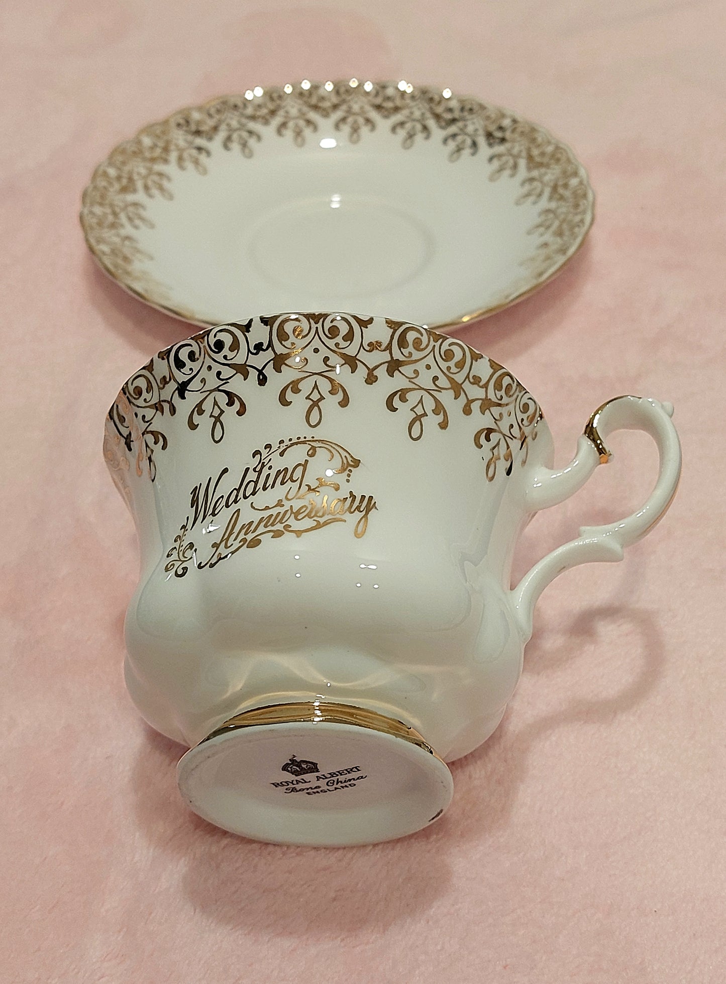 RA002 - Royal Albert Wedding Anniversary Bone China Teacup and Saucer