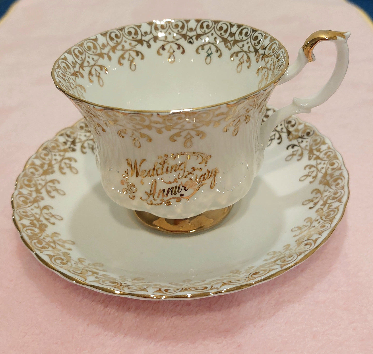 RA002 - Royal Albert Wedding Anniversary Bone China Teacup and Saucer