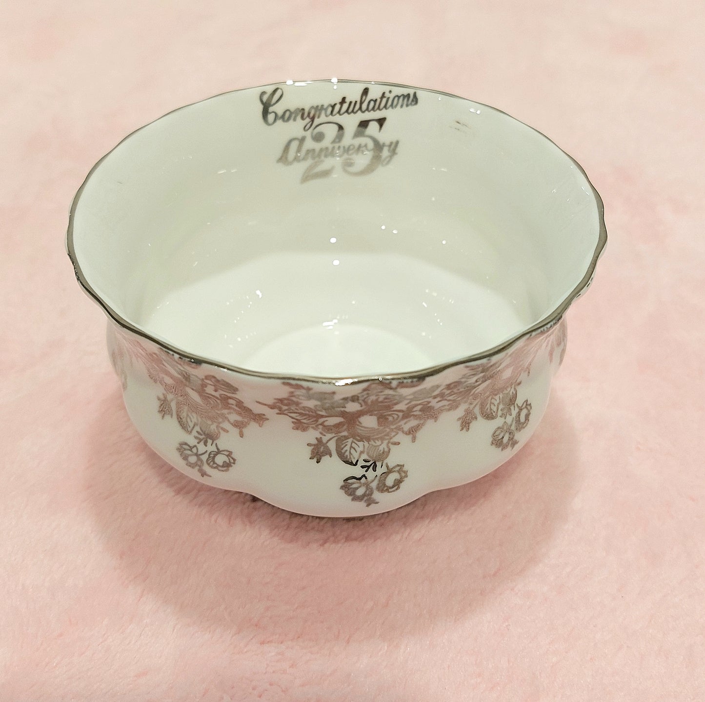 RA005 - Royal Albert "Congratulations 25th Anniversary" Bone China Sugar Bowl & Milk Jug