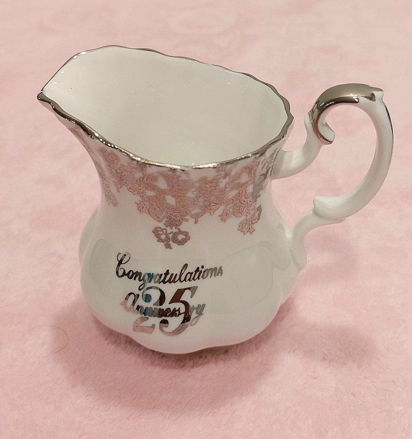 RA005 - Royal Albert "Congratulations 25th Anniversary" Bone China Sugar Bowl & Milk Jug