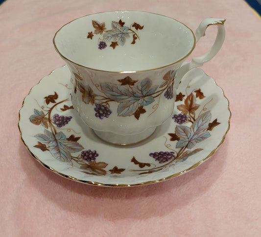 RA012 - Royal Albert Bone China "Lorraine" Teacup and Saucer