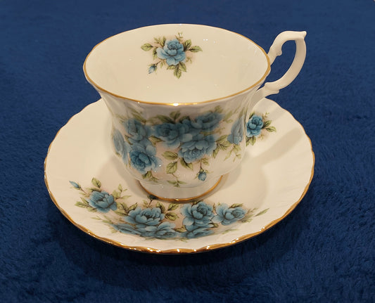 RA019 - Royal Albert Bone China Blue Rose Teacup and Saucer