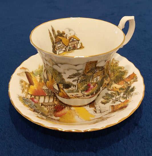 RA026 - Royal Albert Bone China Old English Village Teacup and Saucer