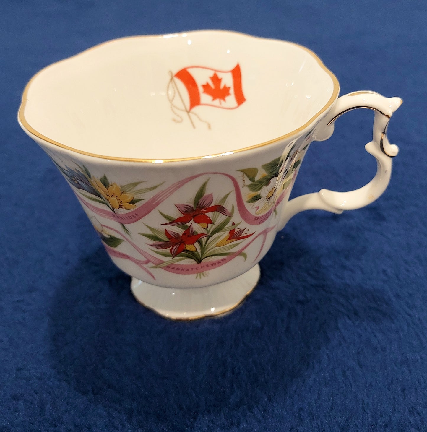 RA025 - Royal Albert Bone China Teacup and Saucer Emblems of Canada Ten Provinces